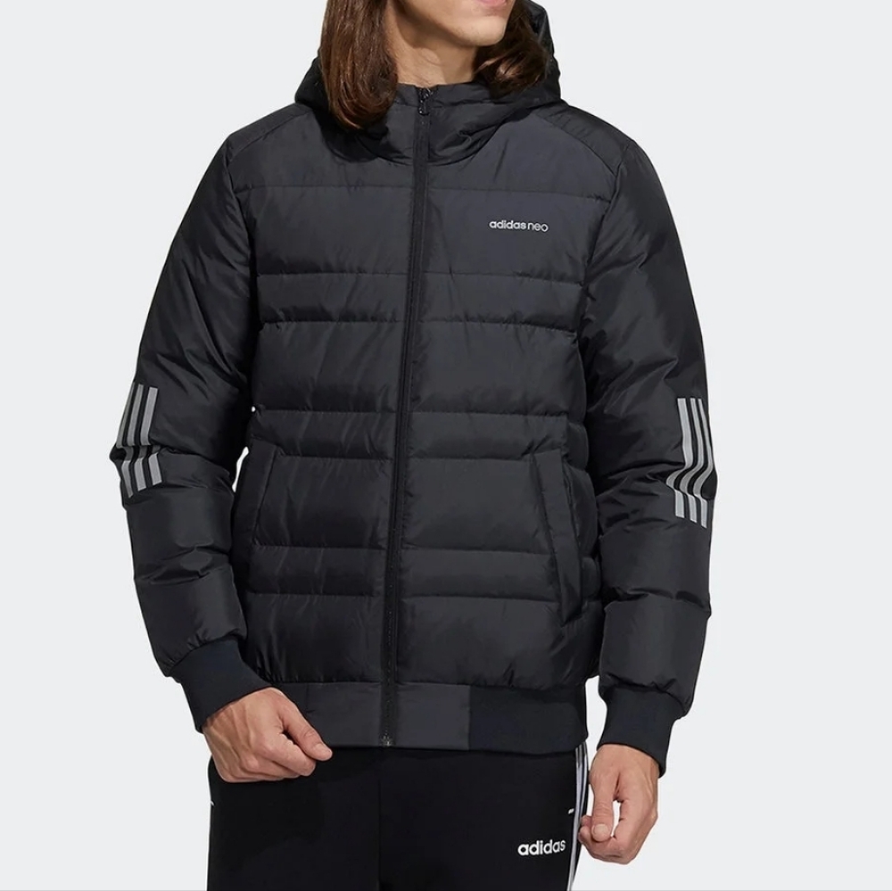 NWT Adidas Neo Grey Duck Down Puffer Jacket Size XL Performance Wear Activewear